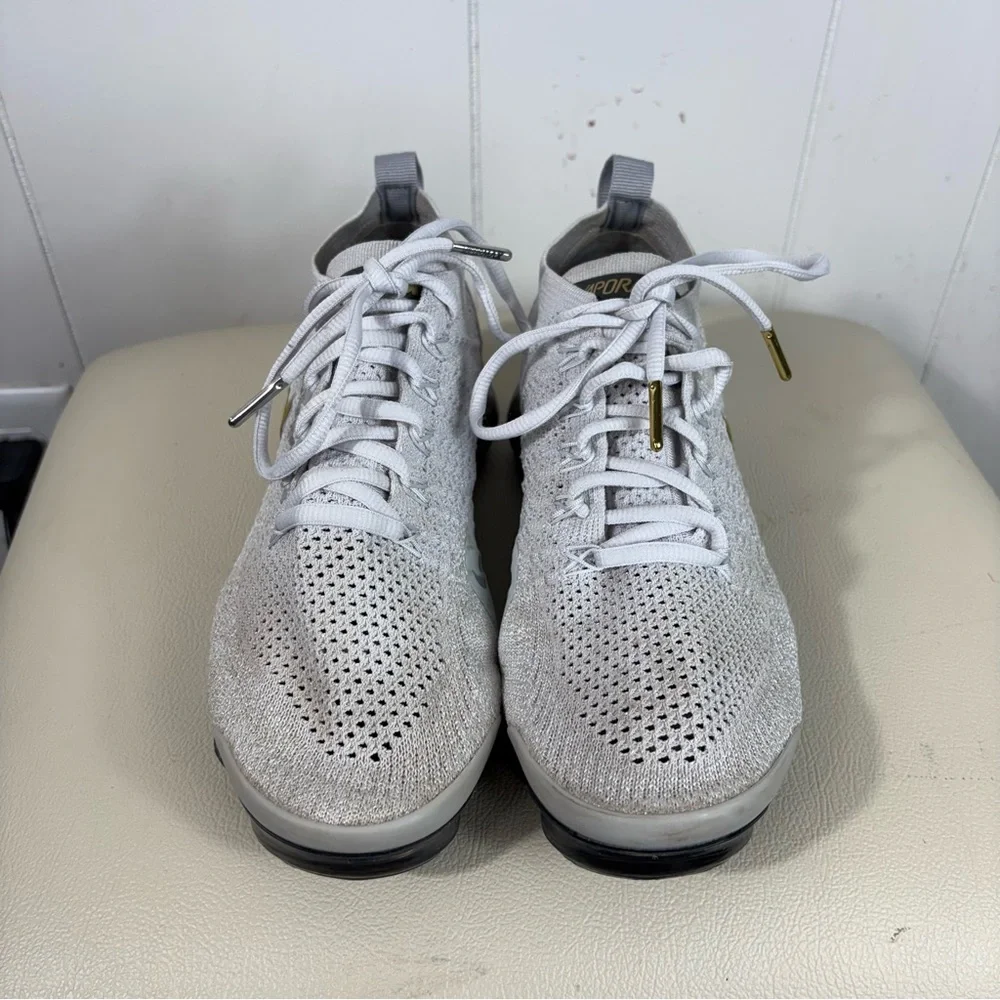 Nike Vapormax Flyknit 2 Gray Metallic Good Swoosh Athletic Running Shoes W7.5